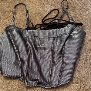 Silver Metallic Bustier Top forever 21